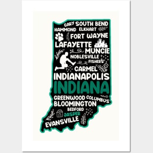 Jasper Indiana cute map Indianapolis, Fort Wayne, Evansville, Carmel, South Bend, Fishers Posters and Art